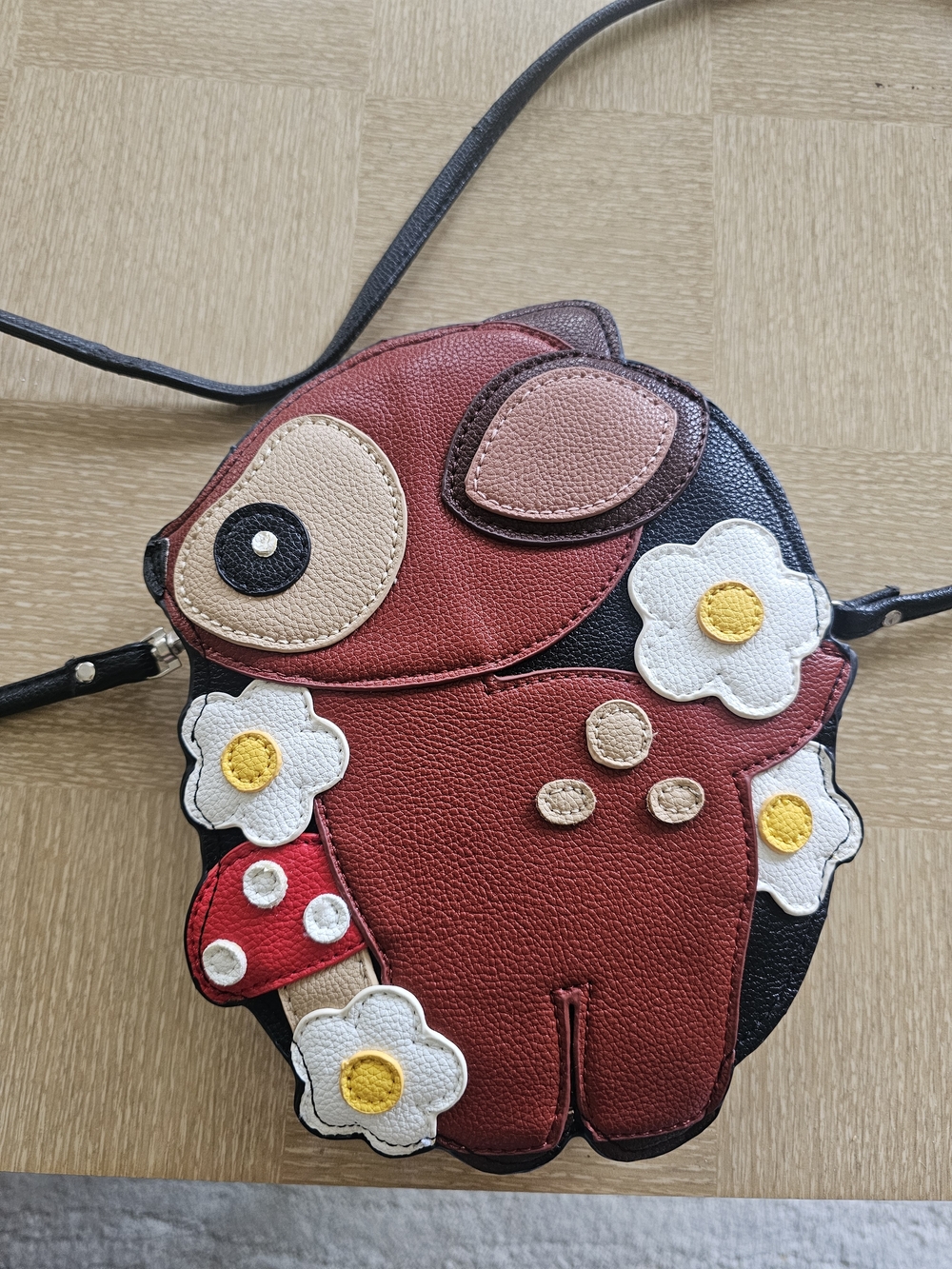 Deer Crossbody Bag with Flower Appliqués